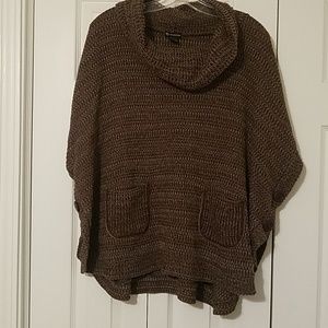 New Directions Brown Cowl Neck Poncho